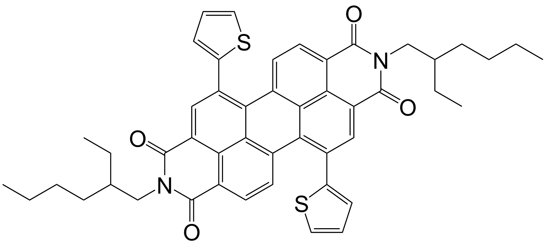 N,N'-二(2-乙基己基)-1,7-二(噻吩-2-基)-3,4,9,10-苝四羧酸二酰亚胺/851786-19-1